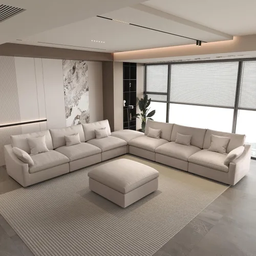 Vista 59 de WJShome Sofá Seccional Cloud Couch de 83 pulgadas para sala de estar, sofá seccional modular relleno de plumón, sofás en forma de L con otomana