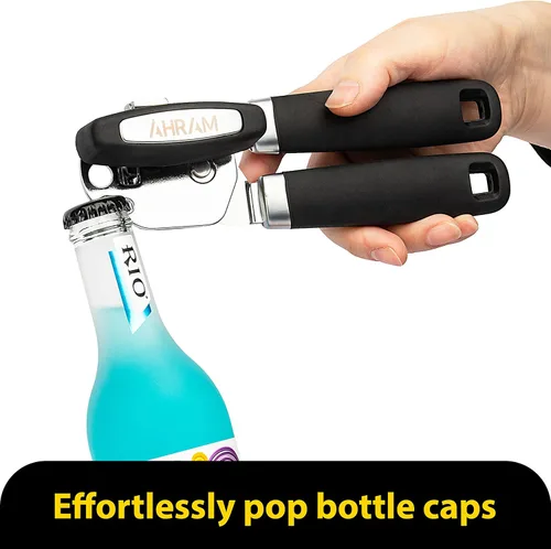 Vista 7 de AHRAM Abrelatas manual, rueda de corte deslizante afilada y suave, con imán izquierdo, borde seguro, fabricado con materiales resistentes, con rueda