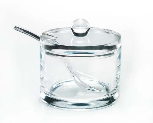 Vista 8 de J&M DESIGN Clear Acrylic Sugar Bowl With Lid And Spoon For Coffee Bar Accessories, Cereal Bowls, Tea, Kitchen Countertop Canisters & Baking - 8 oz