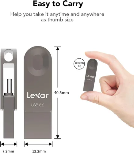 Vista 4 de Lexar Unidad flash USB tipo C E32C de 64 GB, USB-A y USB-C 3.2 Gen 1, unidad dual OTG de 100 MB/s de lectura, unidad USB con diseño giratorio