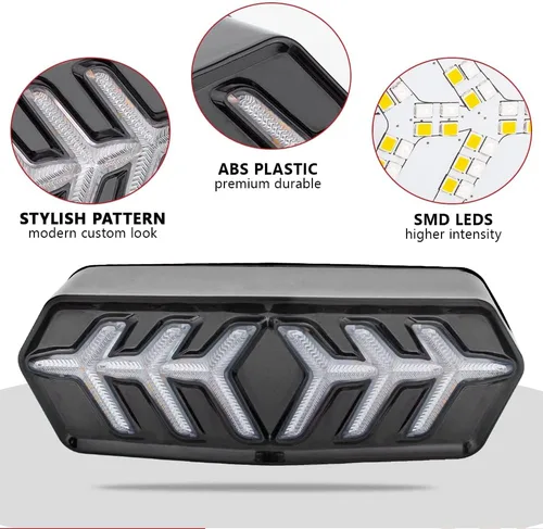 Vista 4 de Grom Luz Trasera Integrada con Señal de Giro Secuencial Led SMD Ensamble de Luz Trasera de Motocicleta Fluida Compatible con Honda Grom 2014-2022