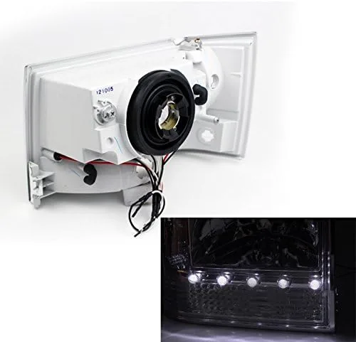 Vista 2 de Jeep Grand Cherokee - Faro delantero LED de cristal negro + esquina + parachoques, Carcasa cromada con lente ahumada.