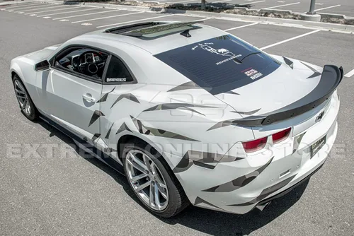 Vista 2 de Para Chevrrolet Camaro 2010-2013 EOS ZL1 estilo alerón de ala de tapa trasera de maletero con inserto WickerBill central de aluminio negro