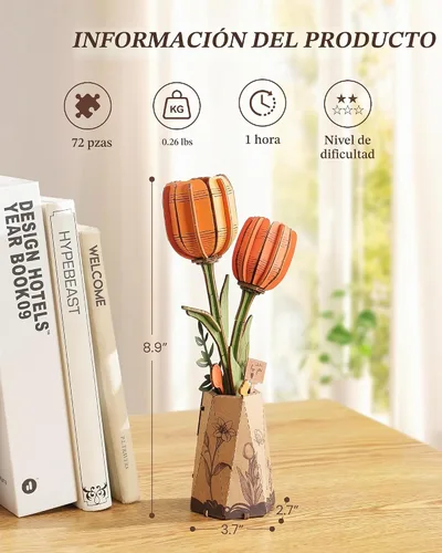 Vista 95 de rowood Kits de artesanía de flores de madera rompecabezas 3D para adultos