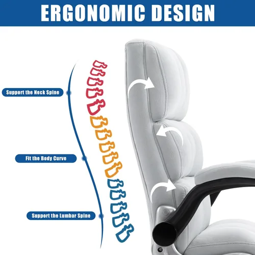 Vista 5 de ECOTOUGE Silla de oficina ejecutiva, silla de escritorio cómoda con respaldo alto, silla ergonómica de terciopelo para computadora con ángulo