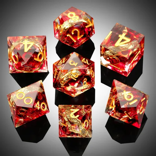 Vista 70 de DNDND Dados de Resina Ojo DND de Borde Afilado Dado de D&D con Estuche de Regalo para Juego de Dungeons and Dragons (Ojo de Dragón Verde)