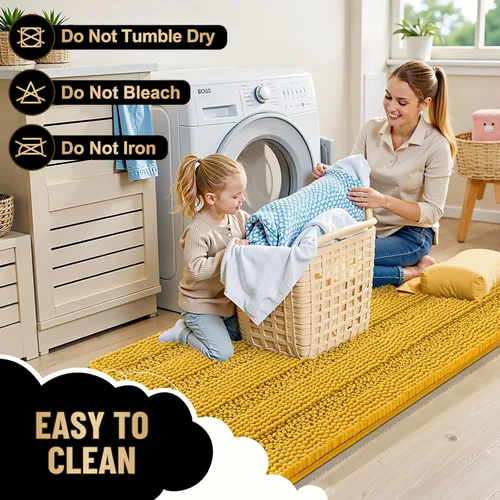 Vista 385 de OLANLY Tapetes de baño gruesos de chenilla a rayas de 30 x 20 pulgadas, extra suaves, absorbentes, con parte trasera de goma, se pueden lavar