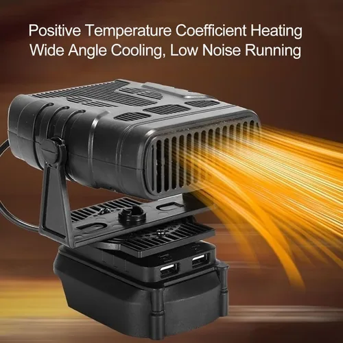 Vista 4 de Calentador de espacio inalámbrico portátil con carga USB doble, 2 ajustes de calor para escritorio de oficina (no incluye batería)