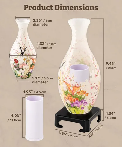 Vista 8 de Pintoo Jarrón Rompecabezas 3D Vaso Único de Flores Hecho por 160 Piezas de Rompecabezas de Plástico Curvadas Regalo para Calentamiento del Hogar