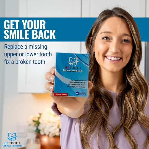 Vista 2 de EZ Tooth - Amazing Temporary Tooth - Diente preformado - Kit de repuesto para dientes faltantes - Reparación instantánea de dientes - Sombra natural