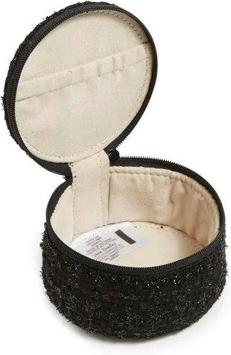 Vista 2 de Vera Bradley Estuche organizador de joyas de recuerdo redondo para mujer, Negro
