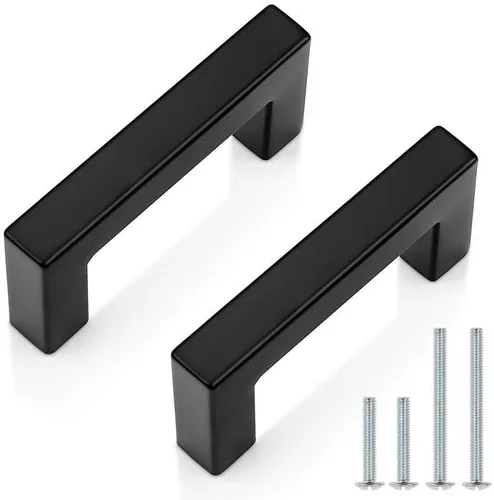 Probrico Paquete de 5 | Manijas Negras para Gabinetes de 2-1/2 Pulgadas (64mm) Centros de Orificios Tiradores de Cajones de Acero Inoxidable Manijas
