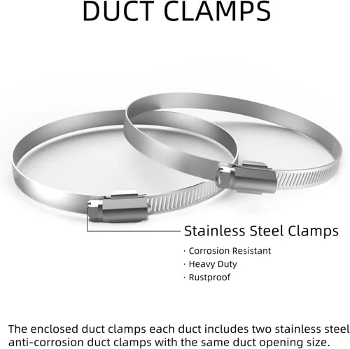 Vista 7 de Manguera de ventilación de secadora flexible de PVC con lámina de aluminio para conductos de ventilación HVAC con 2 abrazaderas
