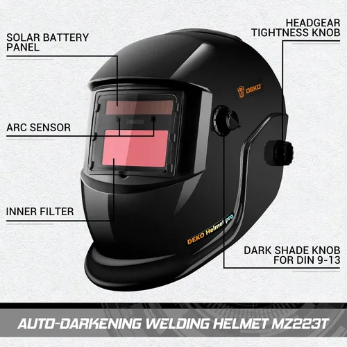 Vista 6 de Welding Helmet Auto Darkening: DEKORPO True Color Solar Powered Auto Darkening Welding Welder Mask Hood Helmets