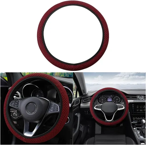 Vista 16 de Funda elástica universal de 15 pulgadas para volante, cálida en invierno y fresca en verano. De seda fría de microfibra transpirable, Beige