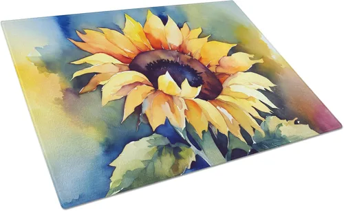 Vista 13 de Caroline's Treasures DAC1545LCB Anémonas en acuarela Tabla de cortar de vidrio grande decorativa de vidrio templado tabla de cortar y servir tabla