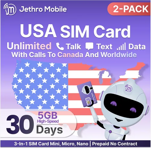 Vista 9 de Jethro Mobile Plan prepago – 30 días de conversación y texto ilimitados + 5 GB de datos de alta velocidad Funciona con iPhone, Android y teléfonos