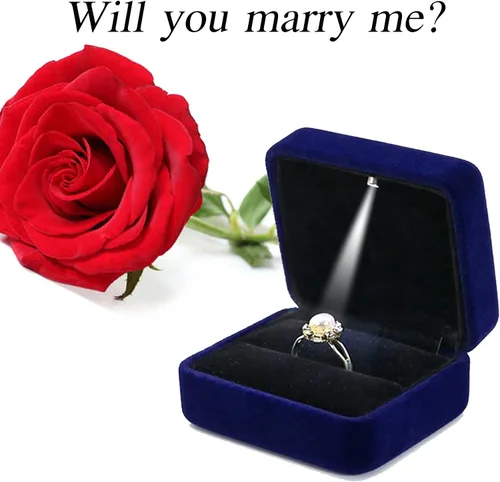 Vista 6 de GBYAN Velvet Ring Box with LED Light Jewelry Display Gift Box for Proposal,Engagement, Wedding