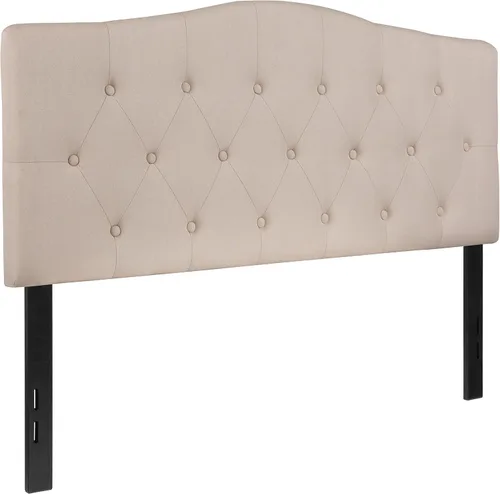 Vista 174 de BizChair Cabecero tapizado capitoné tamaño individual en tela blanca