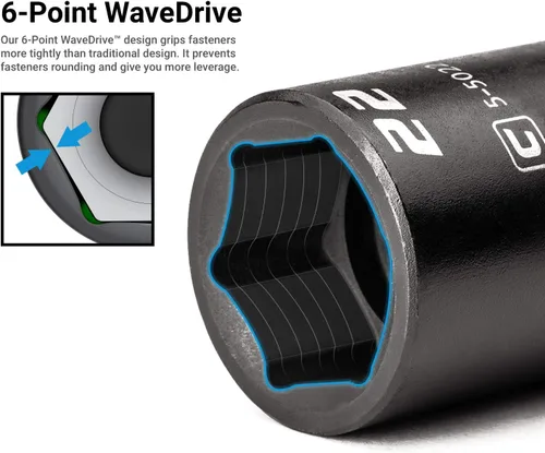 Vista 2 de Capri Tools Juego de llaves de vaso de impacto profundo de 1/2 pulgada, 10 a 1.063 in, métricas, 18 piezas