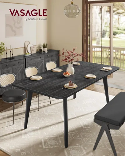 Vista 3 de VASAGLE Colección MAEZO - Mesa de comedor extensible para 4/6/8, mesa de cocina con patas cónicas, transiciones curvas, para comedor, cocina