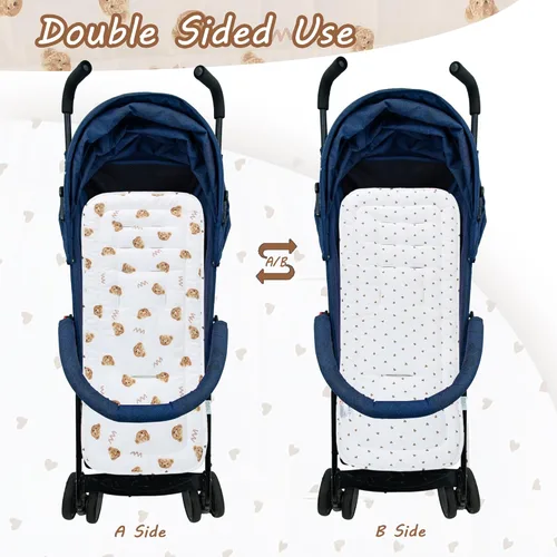 Vista 4 de Cojín para cochecito de bebé, inserto de asiento de automóvil infantil - reversible, universal, transpirable y suave, alfombrilla para cochecito