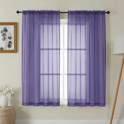 Vista 349 de Gwine Cortinas traslúcidas doradas de 96 pulgadas de largo, 2 paneles para Dorado