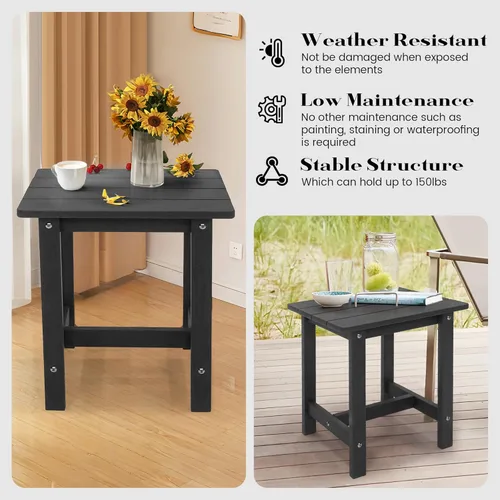 Vista 7 de Mesa auxiliar para exteriores, mesa auxiliar Adirondack doble pequeña resistente a la intemperie, mesa auxiliar para interiores y exteriores