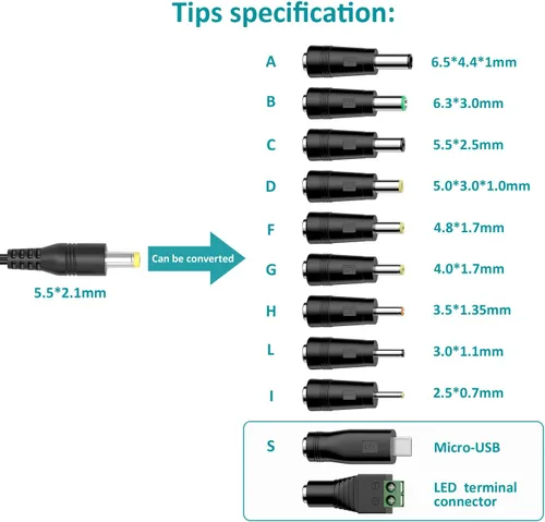 Vista 4 de Cargador de fuente de alimentación conmutada de 15 V, 2 A, 1 A, 15 voltios, 2 amperios, 1.5 A, adaptador universal de CA/CC, cable de alimentación