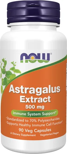 NOW Suplementos de apoyo inmunológico, extracto de astrágalo 500 mg (estandarizado al 70% de polisacáridos), 90 cápsulas vegetales