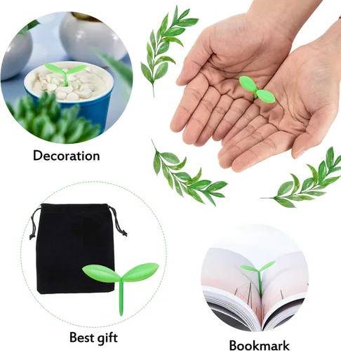 Vista 4 de Outus Little Green Bookmarks - Mini brotes verdes de silicona para hierba, regalos creativos para amantes de los libros (6 piezas)
