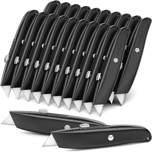 Vista 19 de DIYSELF Paquete de 2 cuchillos utilitarios, cortador retráctil, resistente (naranja)