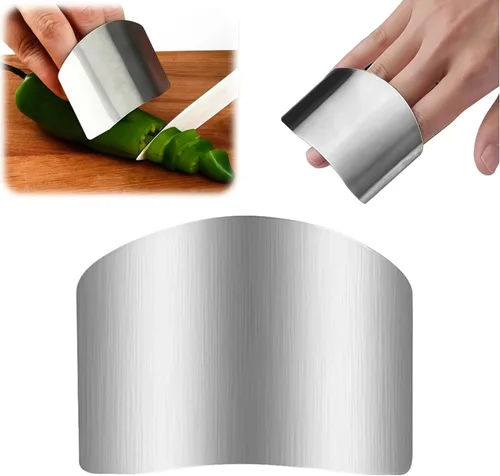 Protector de dedos de acero inoxidable, ajuste universal, protector de dedos ajustable para cortar alimentos, herramienta de corte premium para
