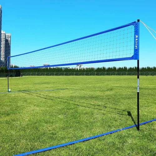Vista 6 de Red de Voleibol de Servicio Pesado para Exteriores con Sistema de Acero Anti-Combado, Postes de Aluminio Ajustables, Juego de Redes Profesionales