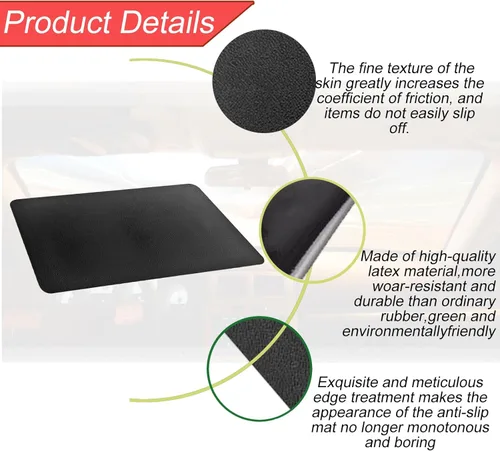 Vista 4 de 2pack Alfombrilla antideslizante mejorada - Goma antideslizante, 10.6 X 5.9 Pulgadas - Alfombrilla adhesiva universal para salpicadero de coche