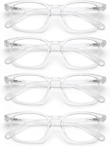 Vista 8 de AQWANO 4 Pack Computer Reading Glasses Blue Light Filter Readers Glare Glasses for Men Women