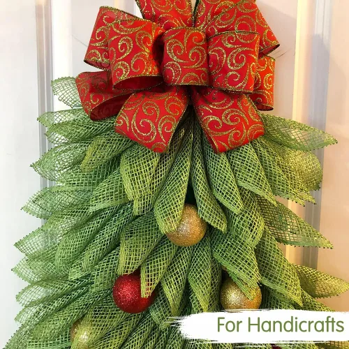 Vista 7 de TONIFUL Cinta de arpillera con alambre, cintas de arpillera sintética de 2.5 pulgadas, cinta de arpillera verde salvia para Navidad, decoración