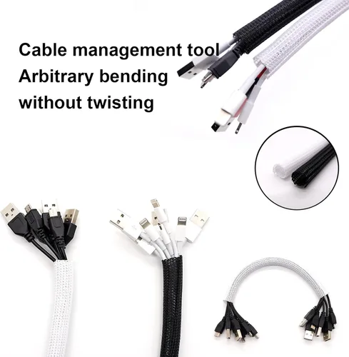 Vista 7 de Alex Tech - Protector de cable de 10 pies a 1/2 pulgada, funda dividida para cable USB, cable de alimentación, cable de audio y video, protege al