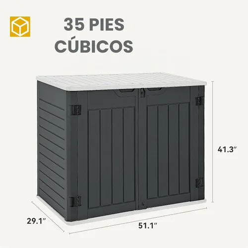 Vista 5 de DWVO Cobertizo de almacenamiento horizontal resistente a la intemperie para exteriores, capacidad de 35 pies cúbicos, con cerradura e impermeable