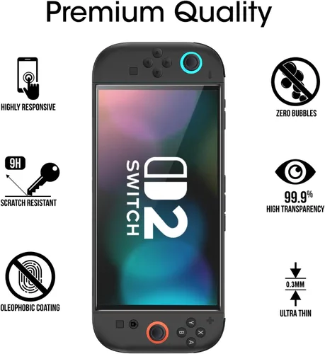 Vista 4 de amFilm Protector de pantalla OneTouch de alineación automática para Nintendo Switch 2 [7.9 pulgadas] Vidrio templado 2025, accesorios, instalación