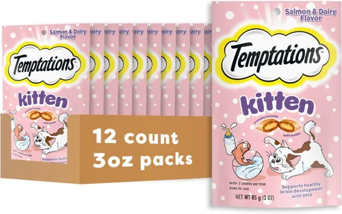 Vista 13 de Temptations Kitten Crunchy and Soft Cat Treats sabor pollo y lácteos, bolsa de 3 onzas, (paquete de 12)