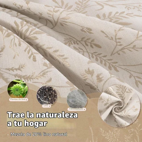 Vista 5 de BGment Cortinas de lino beige para sala de estar de 63 pulgadas de largo, 2 paneles