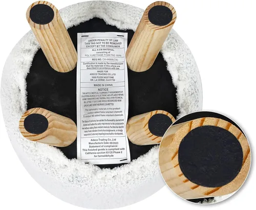 Vista 30 de Asense Taburete otomano redondo pequeño con reposapiés acolchado de tela con patas de madera antideslizantes (multicolor, tela)