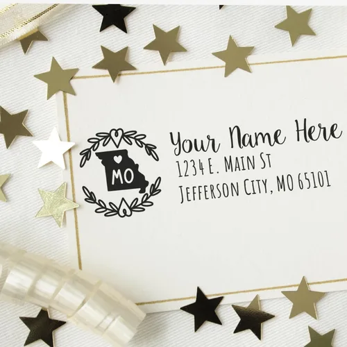 Vista 60 de Alabama Address Stamp, Alabama State Wreath Stamp, Custom Hand Imprint for Home, Office, Crafting, Mail, Weddings, Housewarming, and Residents