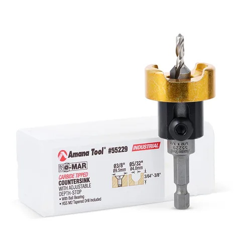Vista 9 de Amana Tool Avellanador de 82 Grados con Broca con Tope de Profundidad y Rodamiento de Bolas Sin Empuje, 55242, 1/2 D x 3/16 Diámetro de Broca x