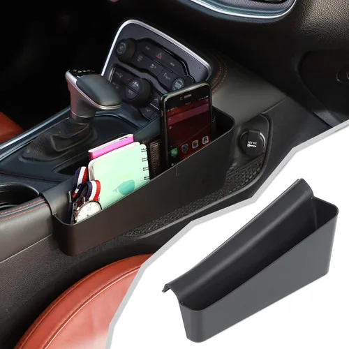 Vista 8 de JeCar Bandeja de almacenamiento para palanca de cambios Caja de almacenamiento organizadora Accesorios interiores Compatible con Dodge Challenger