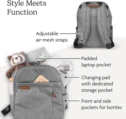 Vista 3 de UPPAbaby Mochila cambiadora - Múltiples compartimentos de almacenamiento - Bolsillos laterales para botella + laptop - Funda para carrito