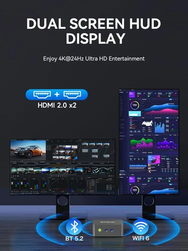 Vista 5 de GMKtec Mini PC G3 Pro, Intel Core i3-10110U (Beats 4300U/N150) 16 GB DDR4 (canal dual) 512 GB PCIe M.2 SSD, computadora de escritorio 4K Dual