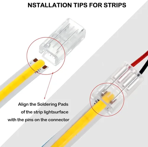 Vista 4 de COB - Conector de tira LED a cable, 20 conectores de adaptador LED impermeables, conectores de tira de luz LED transparentes sin soldadura para tira
