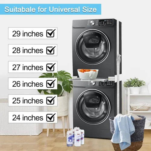 Vista 5 de Kit de apilamiento para lavadora y secadora Kiss Core 29 pulgadas, kit universal de apilamiento para lavadora y secadora con estante de secado